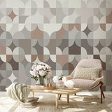 Neutral Tones Geometric Circle Pattern Wallpaper