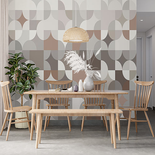 Neutral Tones Geometric Circle Pattern Wallpaper