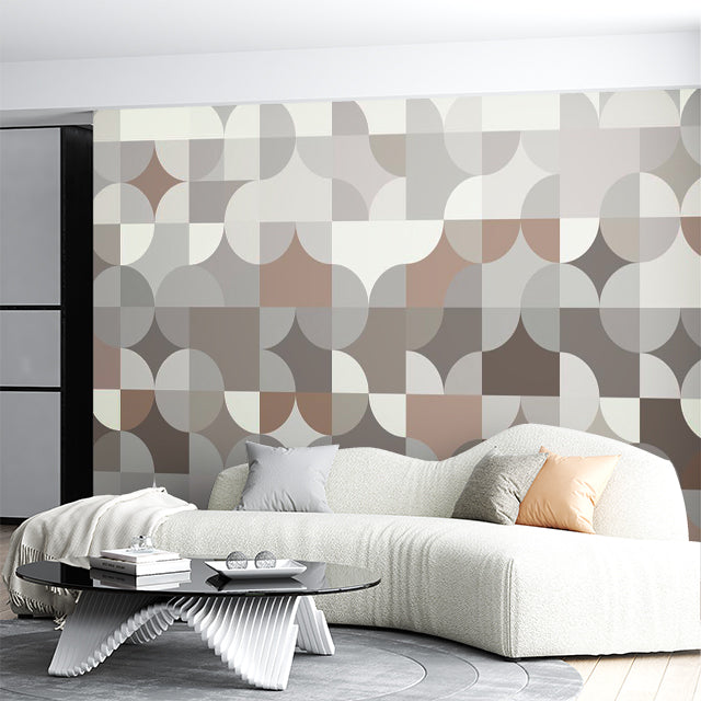 Neutral Tones Geometric Circle Pattern Wallpaper