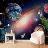 Vibrant Galaxy Wall Mural Wallpaper with Planets and Nebula