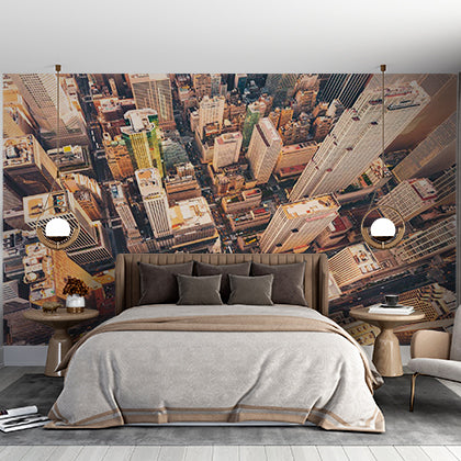 Custom New York City Aerial View Wall Mural - Skyscrapers and Streets from Above Wallpaper