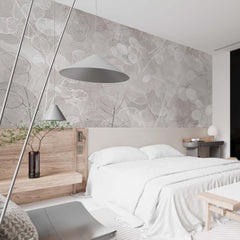 Custom Abstract Leaves Wallpaper Mural Neutral Elegant Decor