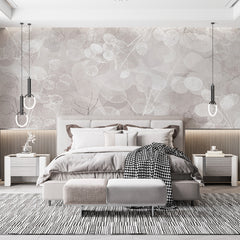 Custom Abstract Leaves Wallpaper Mural Neutral Elegant Decor