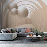 3D Abstract Archway and Spheres Wallpaper