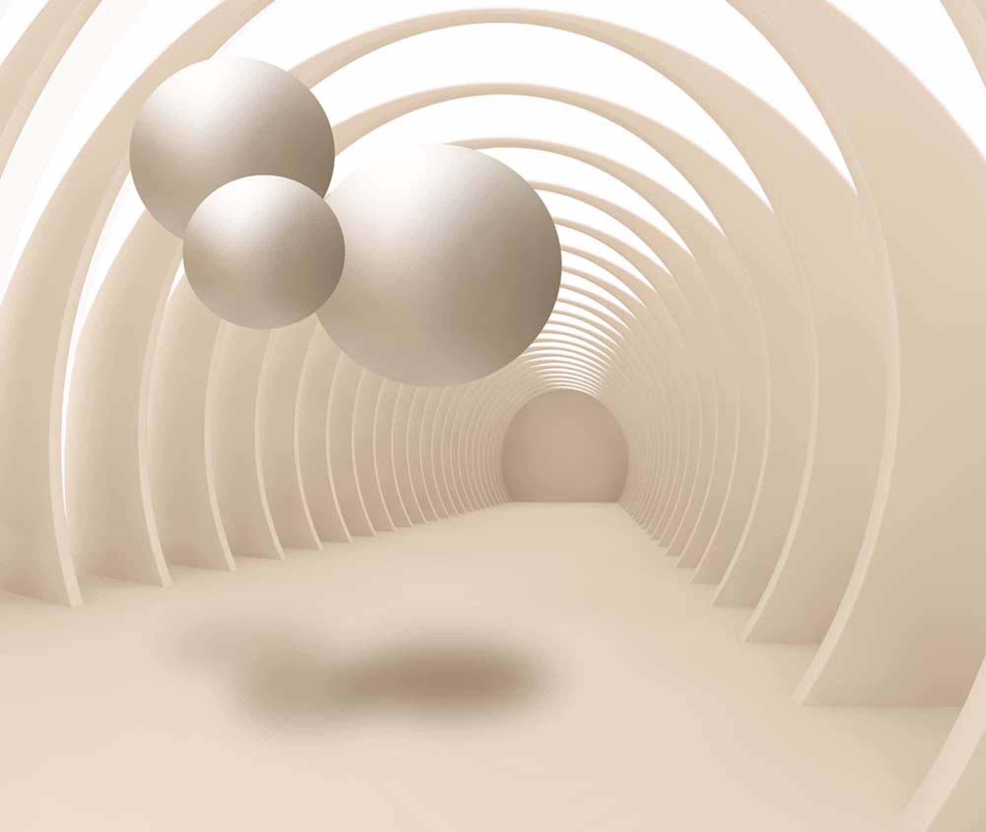 3D Abstract Archway and Spheres Wallpaper