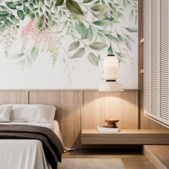 Custom Leafy Cascades Floral Mural