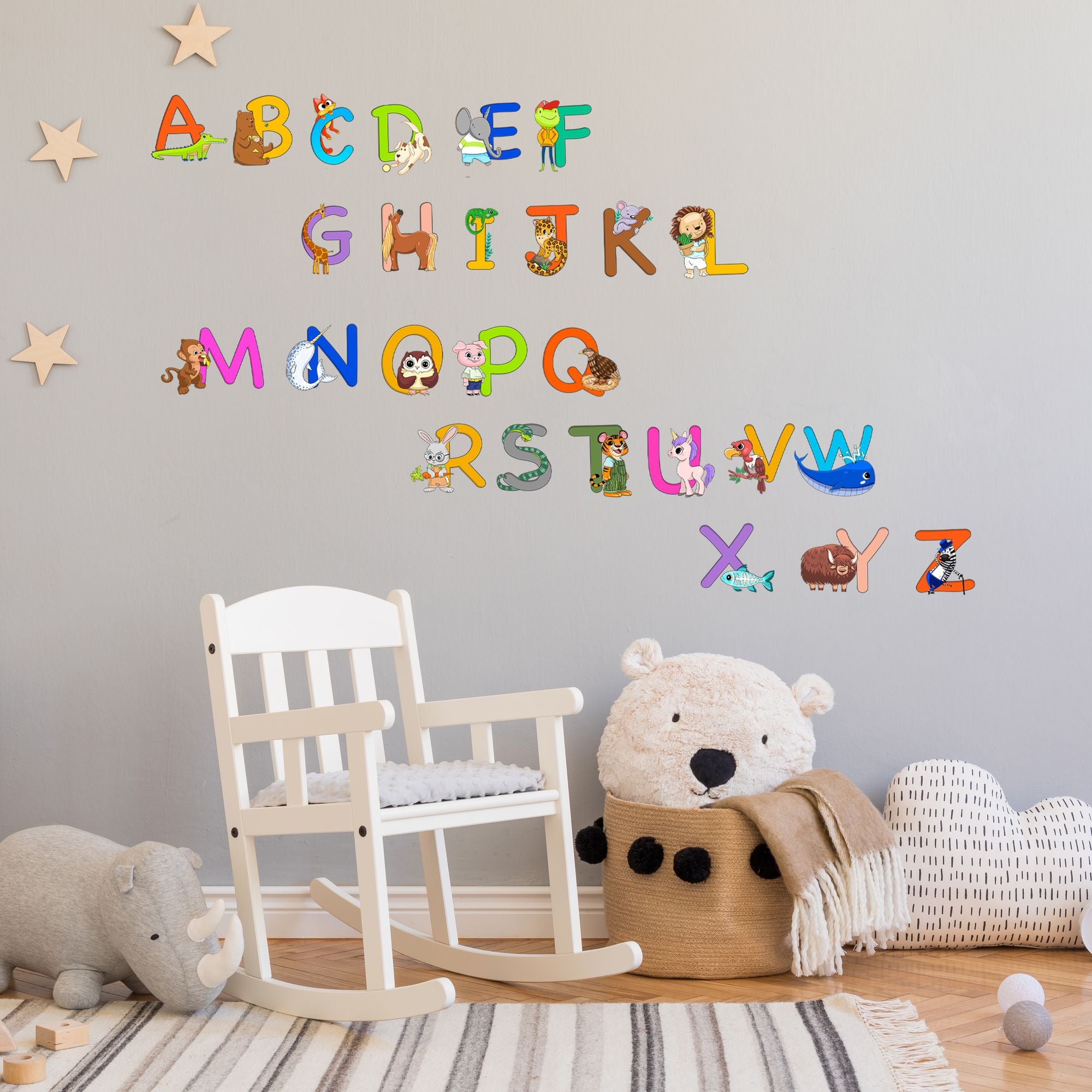 Animal Alphabet Wall Decals Educational ABC Stickers for Kids