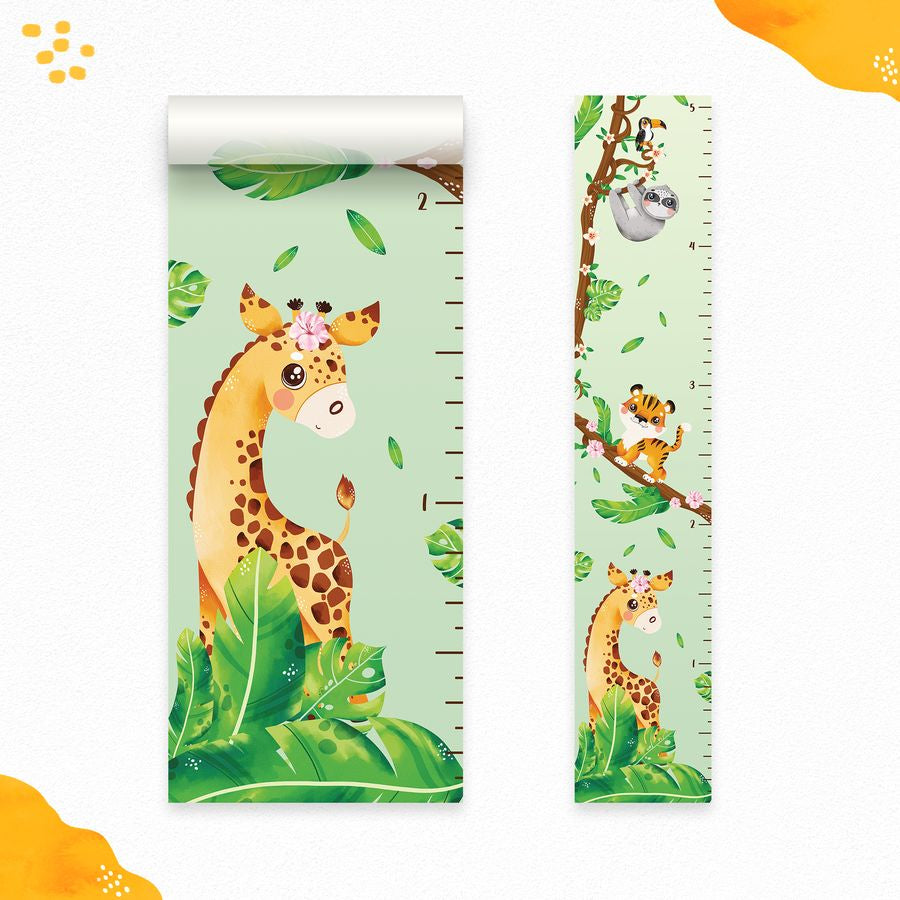 Kids' Growth Chart Peel and Stick Jungle Animal Wall Decals for Kids Baby Girl Boy Room