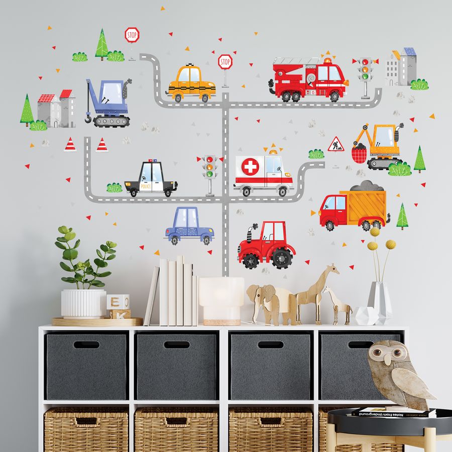 Car Transports Wall Decals for Boys Kids Baby Room