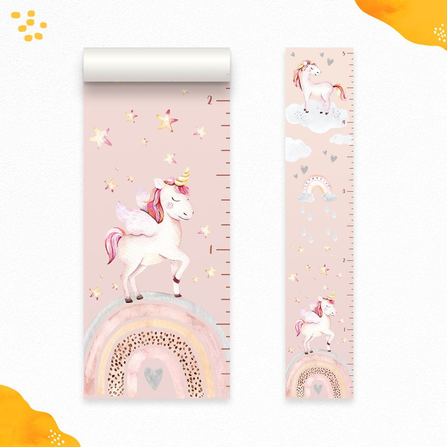 Kids' Growth Chart Peel and Stick Rainbow Unicorn Wall Decals for Bedroom Nursery