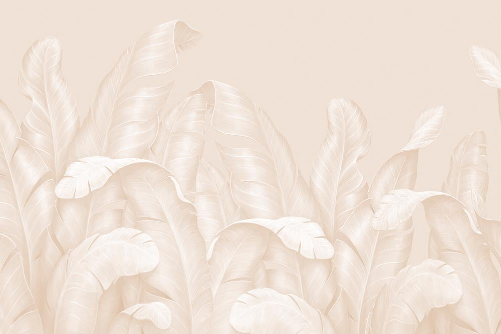 Papier peint feuilles de bananier pêche – Papier peint panoramique tropical beige doré doux
