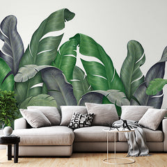 Custom Real Tropical Banana Leaf Wallpaper Botanical Art Wall Mural