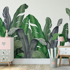 Custom Real Tropical Banana Leaf Wallpaper Botanical Art Wall Mural