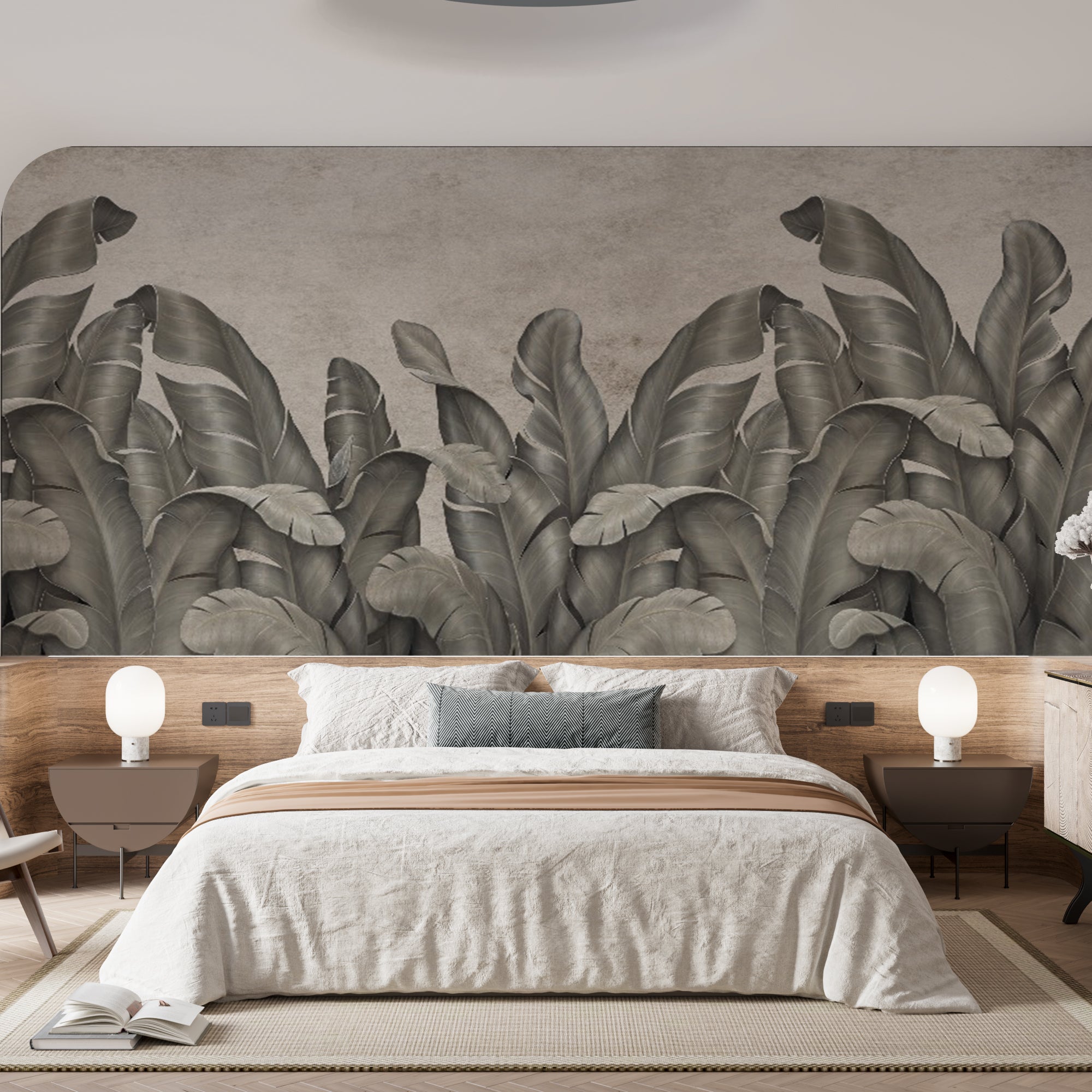 Tropical Banana Leaf Fresco Wallpaper Botanical Art Wall Mural