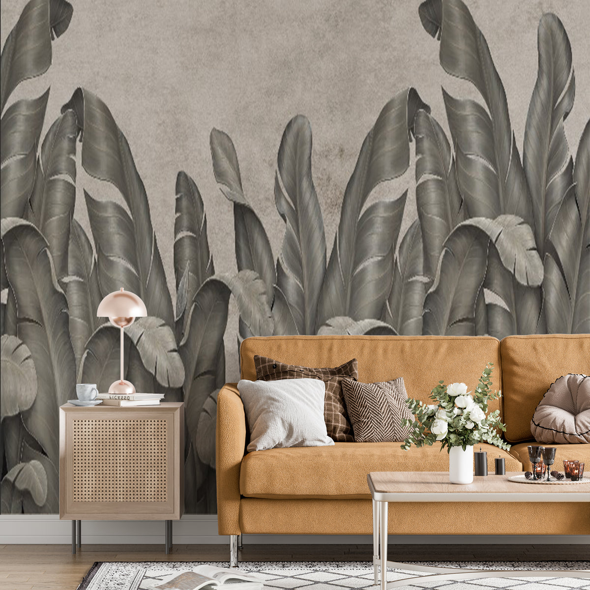 Tropical Banana Leaf Fresco Wallpaper Botanical Art Wall Mural