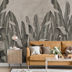 Custom Tropical Banana Leaf Fresco Wallpaper Botanical Art Wall Mural