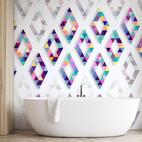 Colorful Geometric Diamond Pattern Wallpaper