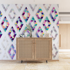 Custom Colorful Geometric Diamond Pattern Wallpaper