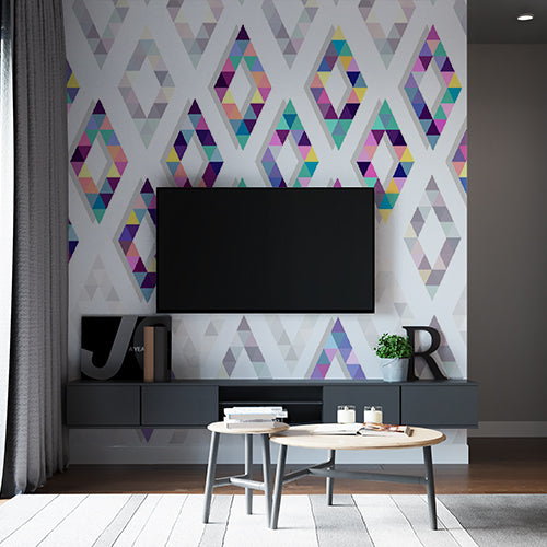 Colorful Geometric Diamond Pattern Wallpaper