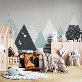 Kids Wall Murals Geometric Mountains Simple Design Nursery Wallpaper for Kids