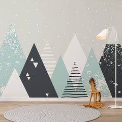 Custom Kids Wall Murals Geometric Mountains Simple Design Nursery Wallpaper for Kids