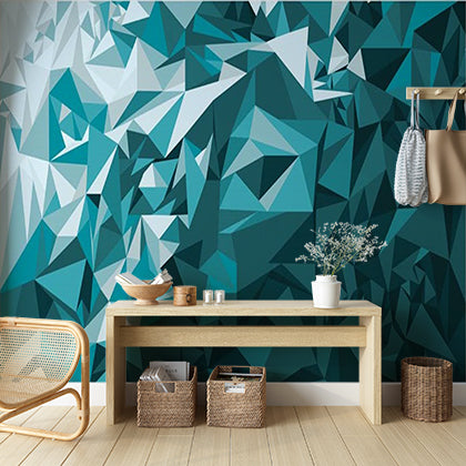 Blue and Teal Geometric Polygonal Abstract Wallpaper