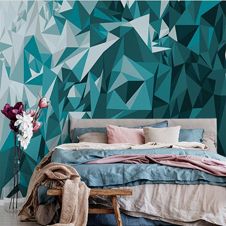 Blue and Teal Geometric Polygonal Abstract Wallpaper