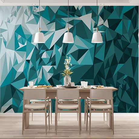 Blue and Teal Geometric Polygonal Abstract Wallpaper