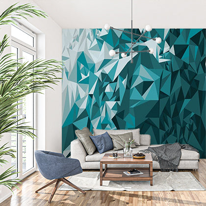 Blue and Teal Geometric Polygonal Abstract Wallpaper