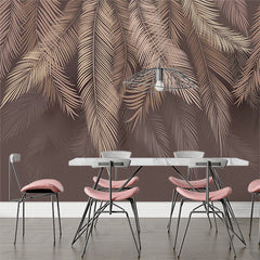 Custom Feathers Brown Wallpaper Abstract Tropical Renters Friendly Wall Mural