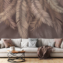 Custom Feathers Brown Wallpaper Abstract Tropical Renters Friendly Wall Mural