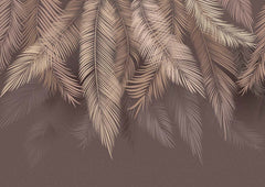 Custom Feathers Brown Wallpaper Abstract Tropical Renters Friendly Wall Mural