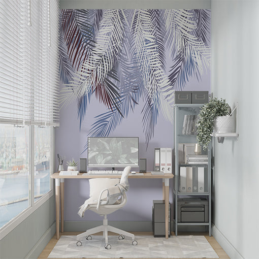 Lavender Shades Palm Leaf Wall Mural Tropical Botanical Wallpaper