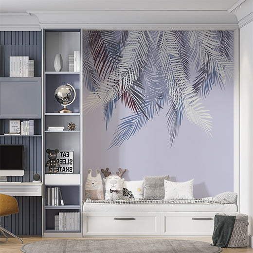 Lavender Shades Palm Leaf Wall Mural Tropical Botanical Wallpaper