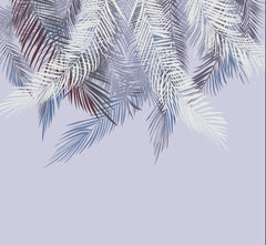 Custom Lavender Shades Palm Leaf Wall Mural Tropical Botanical Wallpaper