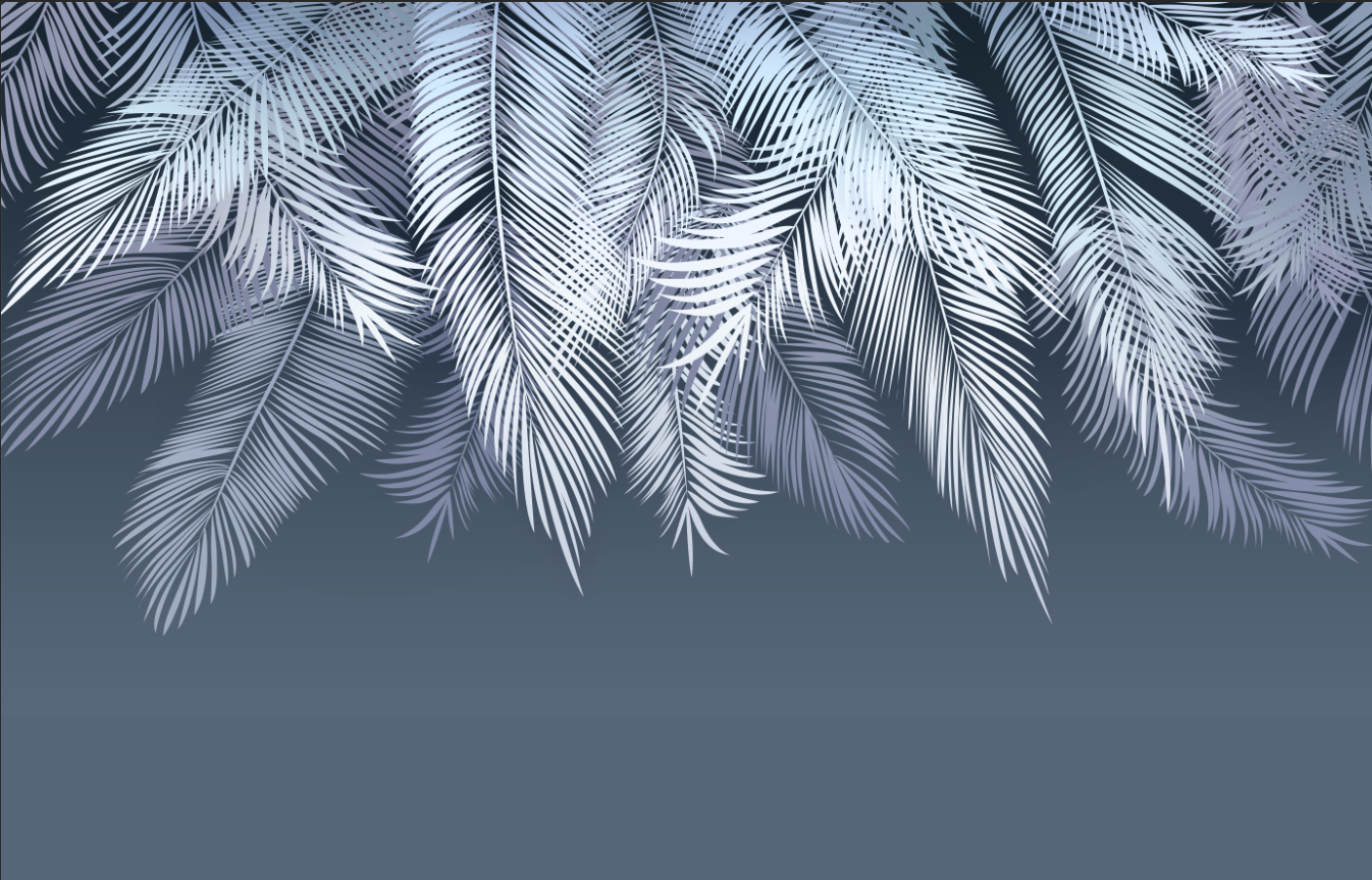 Blue Shades Fern Leaf Botanical Wallpaper Dark Tropical Wall Mural