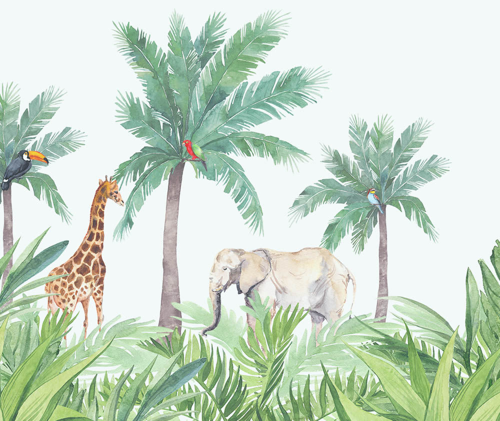 Kids Wall Mural African Safari Wildlife and Exotic Animals Wallpaper for Kids Room