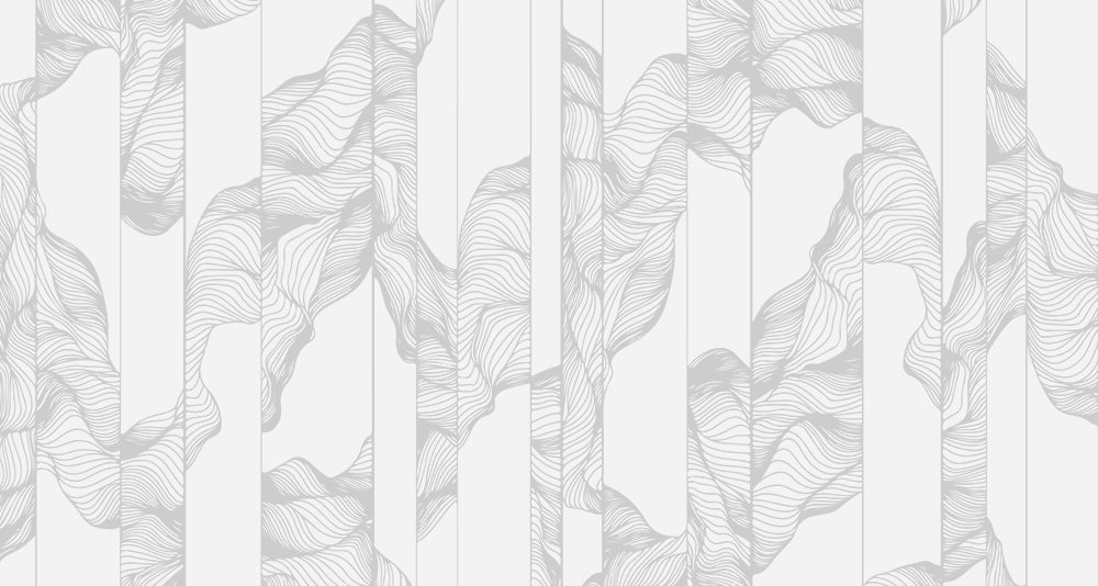 Papier peint feuilles line art grises – Papier peint panoramique vagues abstraites monochromes