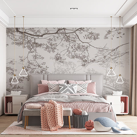 Elegant Overlapping Tree Branches Wall Mural Wallpaper