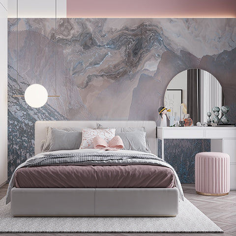 Abstract Marble-Effect Mountain Landscape Wall Mural Wallpaper