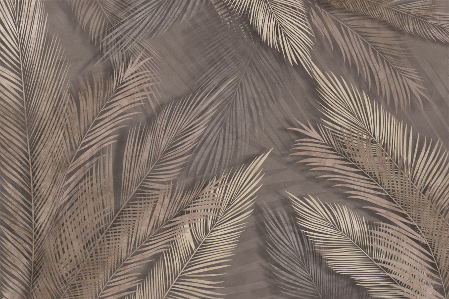 Brown Tropical Palm Leaf Tree Fresco Wall Mural Botanical Wallpaper