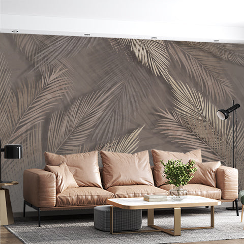 Brown Tropical Palm Leaf Tree Fresco Wall Mural Botanical Wallpaper