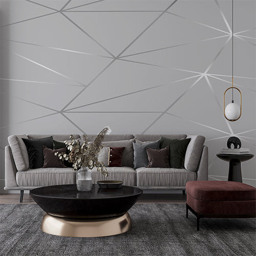 Gray Geometric Triangle Pattern Wallpaper