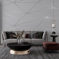 Custom Gray Geometric Triangle Pattern Wallpaper