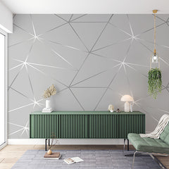 Custom Gray Geometric Triangle Pattern Wallpaper