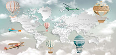 Custom Aircraft Kids World Map Wall Mural Globe Wallpaper Posters for Kids