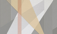 Custom Contemporary Geometric Wallpaper with Textured Stripes and Brick Patterns