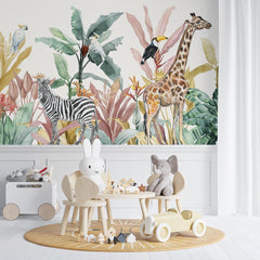 Custom Kids Wall Mural  African Safari Wildlife Animals Wallpaper for Kids Room