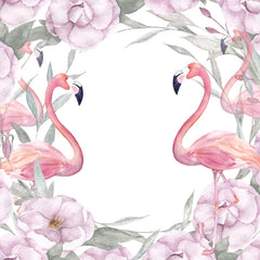 Custom Kids Wall Mural Pink Flamingo with Flowers Watercolour Tropical Nursery Wallpaper