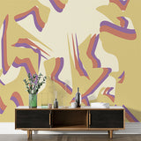 Abstract Pastel Fluid Shapes Wallpaper in Purple, Orange, and Cream